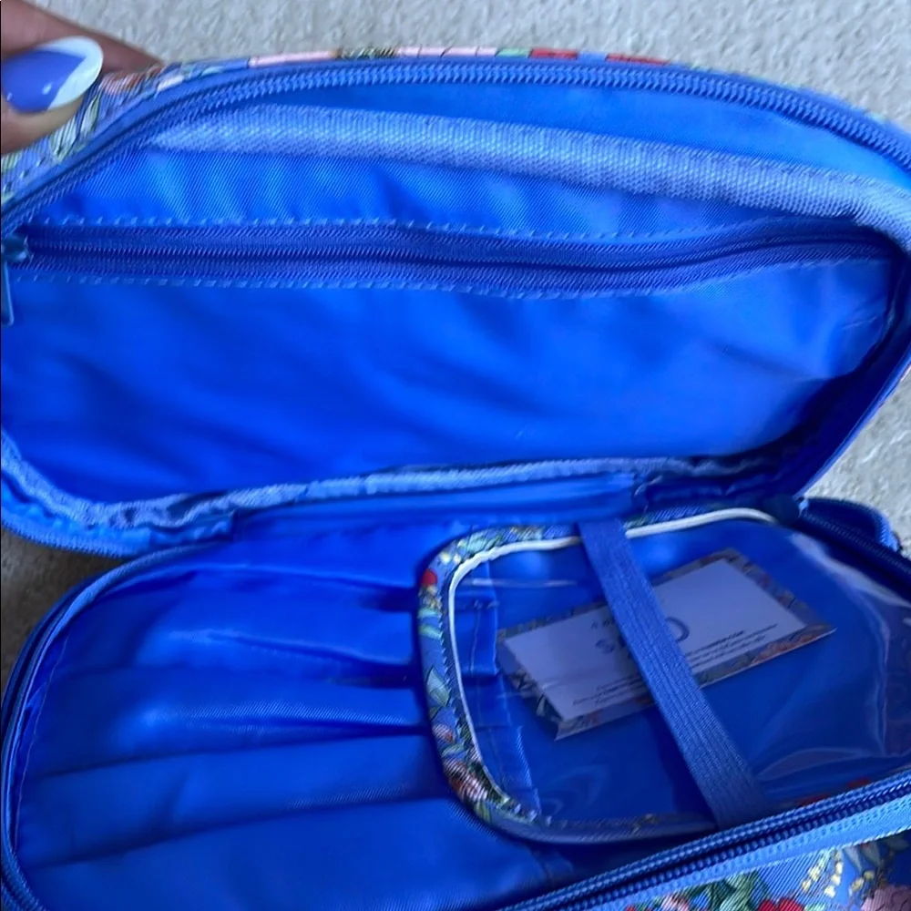 Vibrant Blue and Pink Floral Cosmetic Case